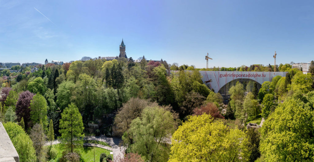 Blick von der Innenstadt zum Gebäude der High Authority of the European Coal ans Steel Community